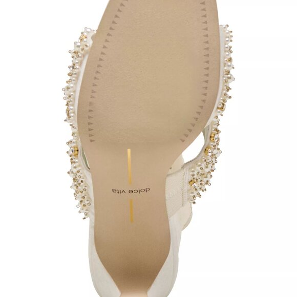 NEW DOLCE VITA Gitel Rhinestone Heeled Sandals in ivory 1225 3t7 - Picture 5 of 8